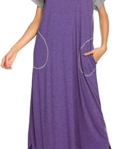 Ekouaer Womens Sleepshirts Long Night Gown Sleepwear (A-purple, XX-Large)