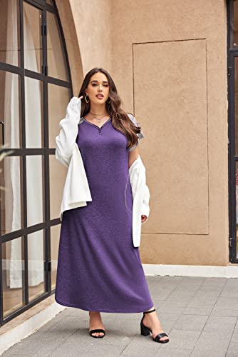 Ekouaer Womens Sleepshirts Long Night Gown Sleepwear (A-purple, XX-Large)