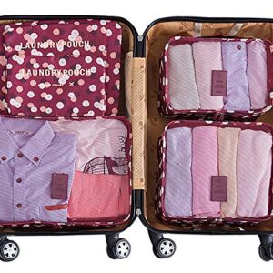 Travel Cubes,Mossio 7 Piece Compact Carry On Luggage Organizer Value Folders Travel Bag Wine Flower