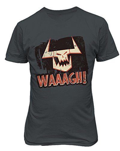 RIVEBELLA New Graphic Shirt Waaagh Grunge Style Novelty Tee Warhammer Men's T-Shirt (Charcoal, XL)