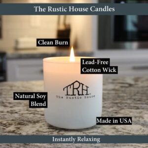 The Rustic House Candles Soy Wax Candle Home Decor | Non Toxic Candles Long Burning Candles | Hand Poured Soy Candle Aesthetic Candles in Glass Container with Wood Lid,Tobacco + Vanilla