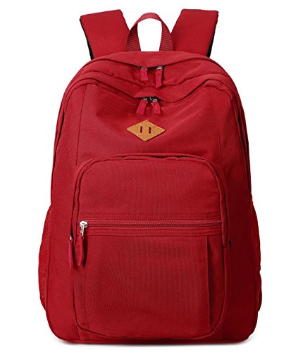 abshoo Girls Solid Color Backpack For College Women Water Resistant School Bag (Red)