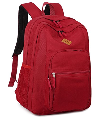 abshoo Girls Solid Color Backpack For College Women Water Resistant School Bag (Red)