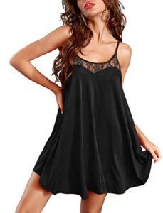 ekouaer womens cotton nightgown victorian sleep dress sleepwear,24-black,large