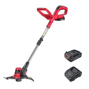 powersmart 20 volt lithium-ion cordless string trimmer/edger with easy feed, 24 x 9 x 6 inches, includes one battery & charger,ps76110a