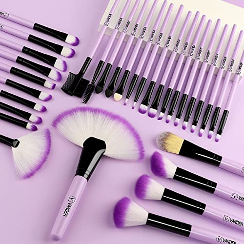 Make up Brushes, VANDER Professional 32pcs Makeup Brush Set, Makeup Brushes Set Foundation Blending Cosmetic Brush Set Kit,Purple