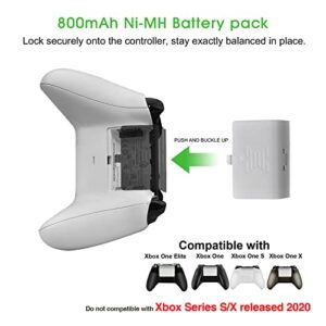 Rii Xbox one Battery Pack White 800mAH (2-Pack) Rechargeable NI-MH for Xbox One S/Xbox One X/Xbox One Elite Wire Charging Cable LED Indicator