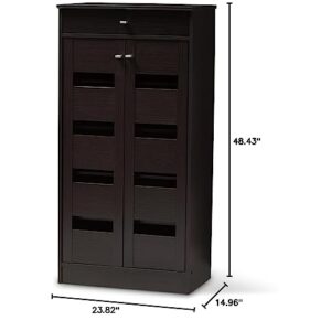 Baxton Studio Oullins Shoe Cabinet, Wenge Dark Brown