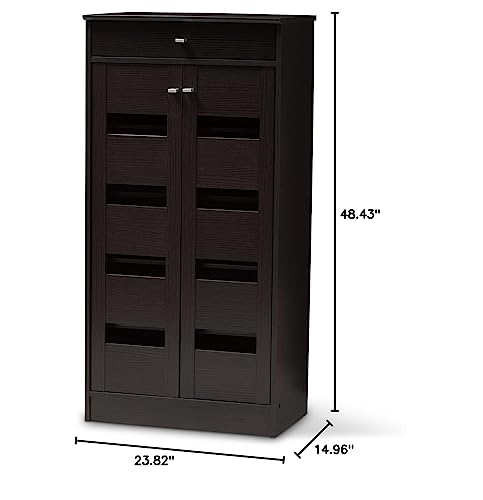 Baxton Studio Oullins Shoe Cabinet, Wenge Dark Brown