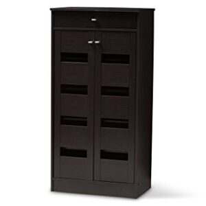 Baxton Studio Oullins Shoe Cabinet, Wenge Dark Brown