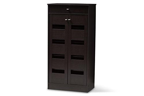 Baxton Studio Oullins Shoe Cabinet, Wenge Dark Brown