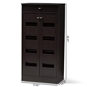 Baxton Studio Oullins Shoe Cabinet, Wenge Dark Brown