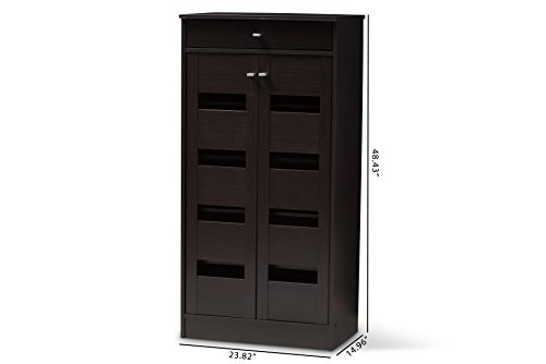 Baxton Studio Oullins Shoe Cabinet, Wenge Dark Brown