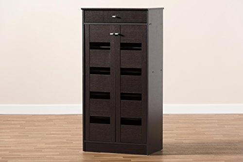 Baxton Studio Oullins Shoe Cabinet, Wenge Dark Brown