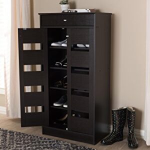 Baxton Studio Oullins Shoe Cabinet, Wenge Dark Brown