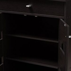 Baxton Studio Oullins Shoe Cabinet, Wenge Dark Brown