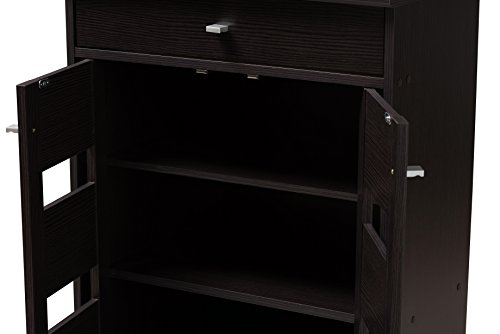 Baxton Studio Oullins Shoe Cabinet, Wenge Dark Brown