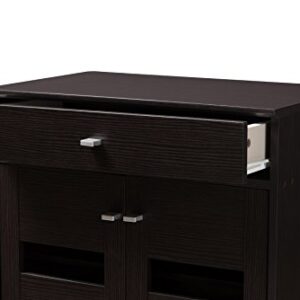 Baxton Studio Oullins Shoe Cabinet, Wenge Dark Brown