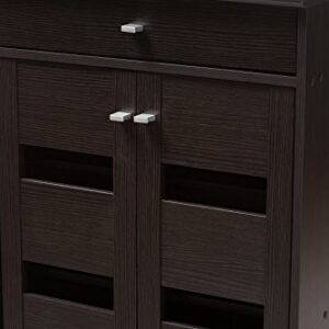 Baxton Studio Oullins Shoe Cabinet, Wenge Dark Brown