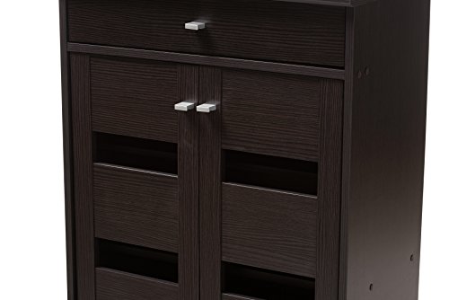 Baxton Studio Oullins Shoe Cabinet, Wenge Dark Brown