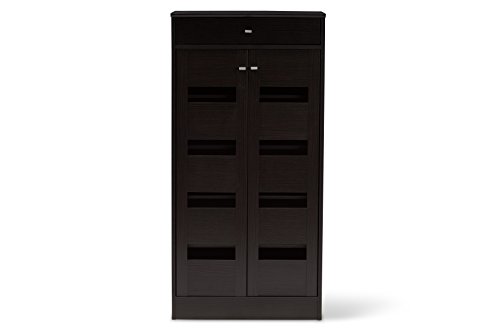 Baxton Studio Oullins Shoe Cabinet, Wenge Dark Brown