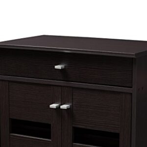 Baxton Studio Oullins Shoe Cabinet, Wenge Dark Brown