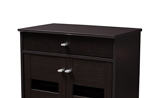 Baxton Studio Oullins Shoe Cabinet, Wenge Dark Brown