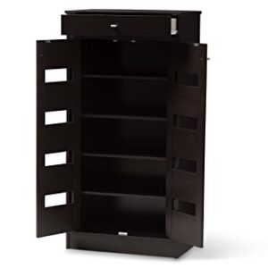 Baxton Studio Oullins Shoe Cabinet, Wenge Dark Brown