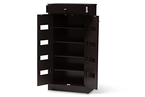 Baxton Studio Oullins Shoe Cabinet, Wenge Dark Brown