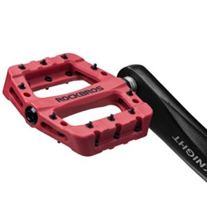 RockBros Lightweight Mountain Bike Pedals Nylon Fiber Bicycle Platform Pedals for BMX MTB 9/16" Red