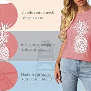 Pineapple Shirt for Women Funny Beach T Shirts Summer Hawaiian Graphic Short Sleeve Casual Fruit Lover Vacation Tops Blouse