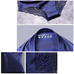 ITAYAX Sexy Lace Underwear for Women Frozen Silk Seamless Panties with Silky Tactile Touch Medium-high Waisted S M L XL 2XL 3XL (Navy Gray Black Skin 4 piece hipster panties)