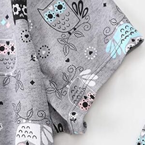 PNAEONG Women Pajama Set Sleepwear Tops with Capri Pants Casual and Fun Prints Pajama Sets SY215-Gray Owl-M