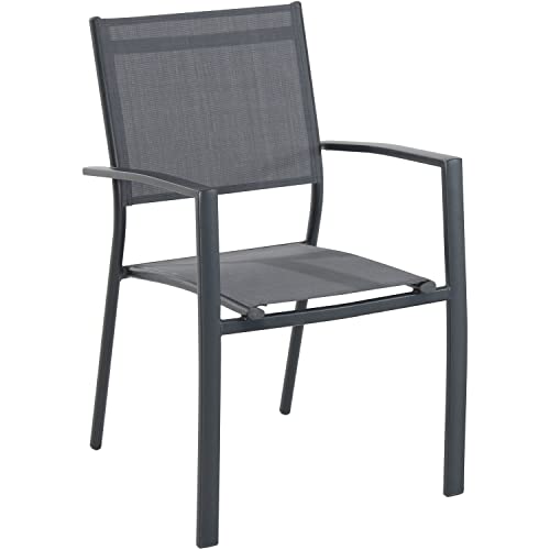 Hanover 11-Piece 40" x 94" Cameron Modern Outdoor Dining Set, 10 Stackable Sling Chairs, 40'' x 94'' Expandable Table, Durable, Weather Protected Aluminum Frame, Gray