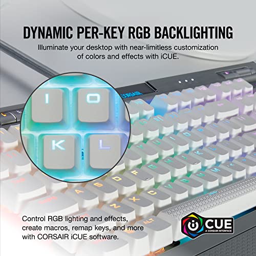 Corsair K70 RGB MK.2 SE Mechanical RAPIDFIRE Gaming Keyboard - USB Passthrough & Media Controls - PBT Double-Shot Keycaps - Cherry MX Speed - RGB LED Backlit - White