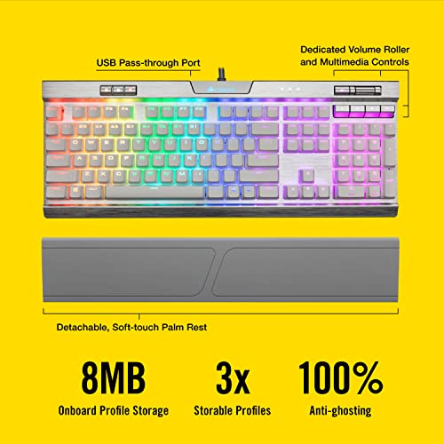 Corsair K70 RGB MK.2 SE Mechanical RAPIDFIRE Gaming Keyboard - USB Passthrough & Media Controls - PBT Double-Shot Keycaps - Cherry MX Speed - RGB LED Backlit - White