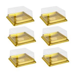 50 pack of gold cake pans,bottom 3 inch x height 1-1/2 clear plastic mini cake box muffins cookies wedding birthday gift