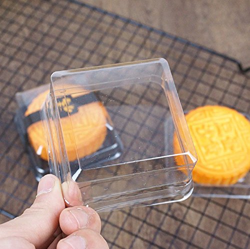 50 Pack of Gold Cake Pans,bottom 3 inch X height 1-1/2 Clear plastic mini cake box muffins cookies wedding birthday gift