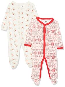 hudson baby unisex baby cotton sleep and play, reindeer, 0-3 months