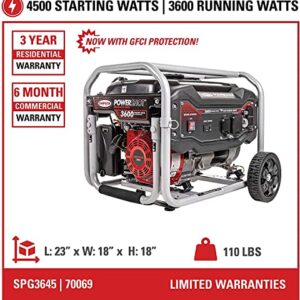 SIMPSON Cleaning SPG3645 Portable Gas Generator and Power Station for Camping, RV, Home Use, Construction, and More, 3600 Running Watts 4500 Starting Watts