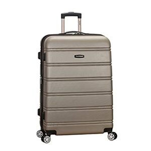 rockland melbourne hardside expandable spinner wheel luggage, silver, checked-large 28-inch