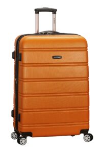 rockland melbourne hardside expandable spinner wheel luggage, orange, checked-large 28-inch