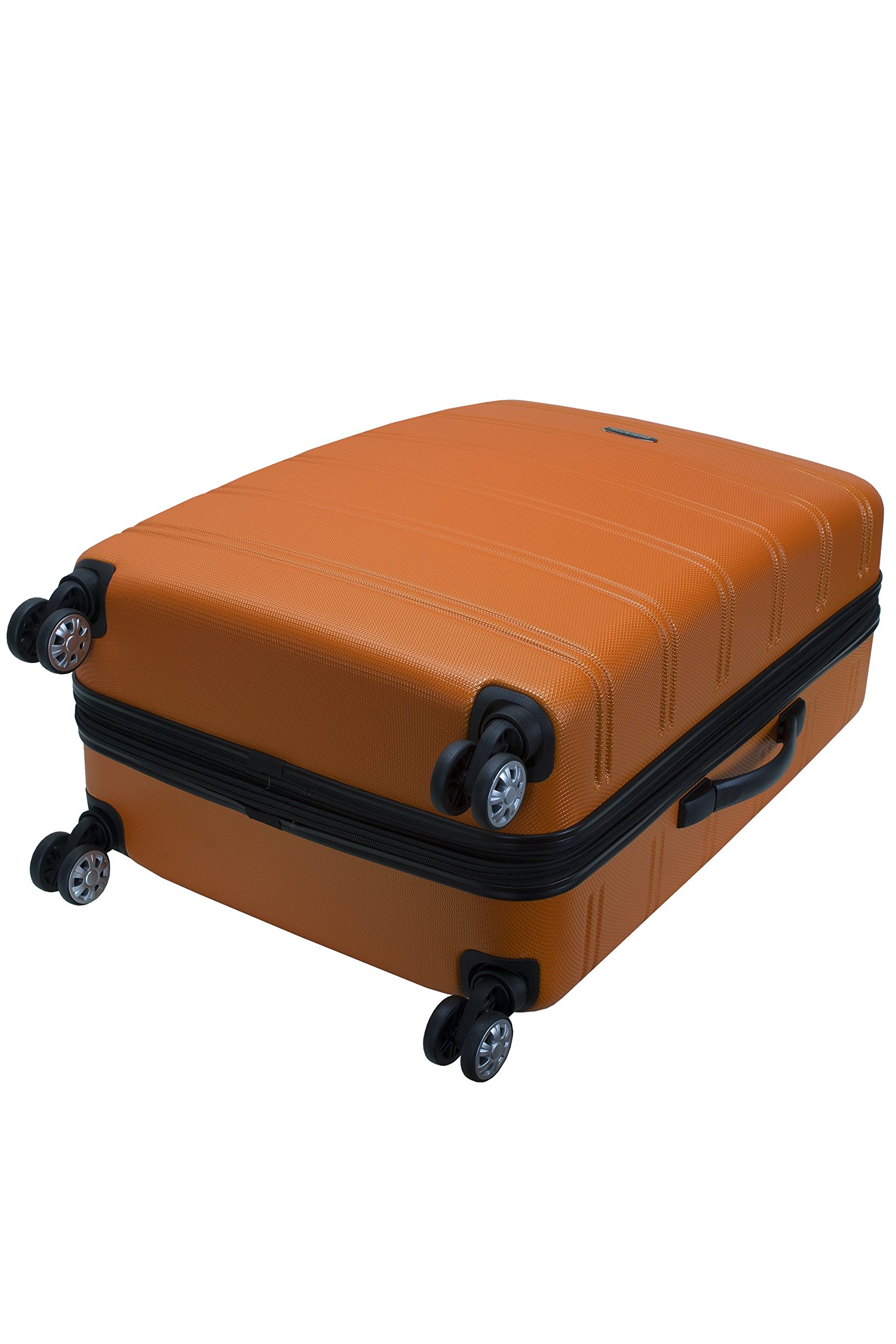 Rockland Melbourne Hardside Expandable Spinner Wheel Luggage, Orange, Checked-Large 28-Inch