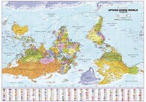 upside down world political wall map - 39.25" x 27.5" paper