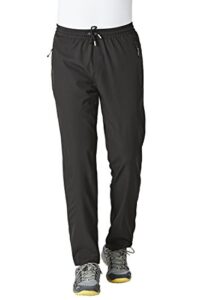 rdruko men's casual pants lightweight breathable quick dry hiking running active sports trousers(black, us l)