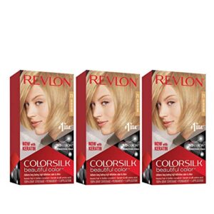 revlon permanent hair color, permanent hair dye, colorsilk with 100% gray coverage, ammonia-free, keratin and amino acids, 71 golden blonde, 4.4 oz (pack of 3)