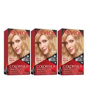 revlon colorsilk beautiful color permanent hair color with d gel technology & keratin, 4.4 oz warm golden blonde 75 warm golden blonde, 3 count