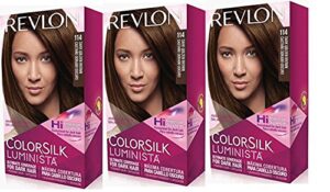 revlon colorsilk luminista haircolor, dark golden brown, 3 count