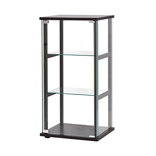 Home Square Living Room Furniture, 2 Piece, 33.5" H Contemporary 3 Shelf Glass Curio Cabinet Display Case in Black and Clear