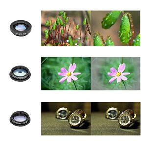 Cell Phone Camera Lens Kit,11 in 1 Super Wide Angle+ Macro+ Fisheye Lens +Telephoto+ CPL+3/6 Kaleidoscope+Starburst/Radial/Soft/Flow Filter Lens Compatible for iPhone X/8/7/6s/6 Plus, Samsung,Android